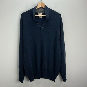 Active Cashmere Sweater Navy Blue Pullover Mens Made In Italy Size 56 XL Luxury
